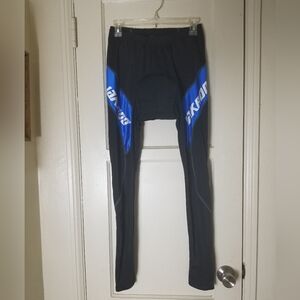 JAKROO XL black blue zipper ankle padded cycling bike pants tights